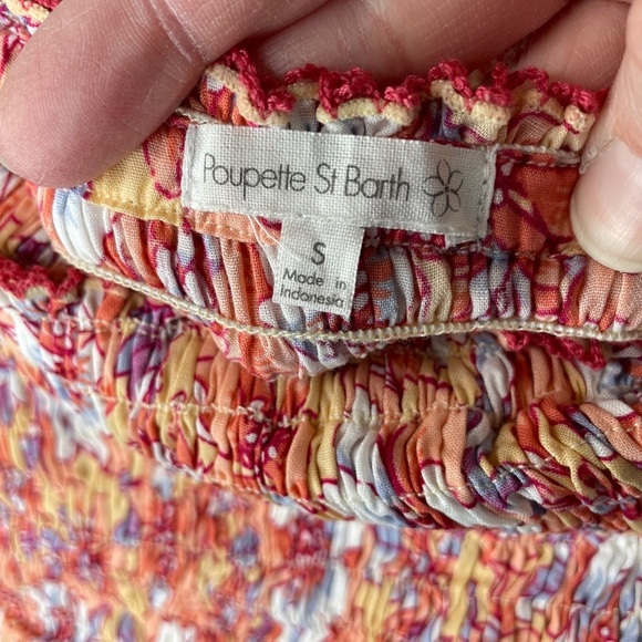 Poupette St Barth Soledad Dress in Yellow Dahlia Size Small Smocked Off Shoulder - Picture 7 of 12